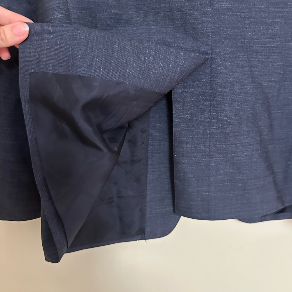 Burberry London Blazer 40R Made in Italy – Wool Linen Blend Navy Suit Jacket - Picture 4 of 8
